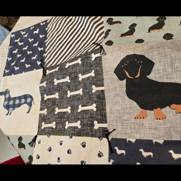 Patchwork Dachshund Top in Navy & Light Blue - Picture 6 of 6